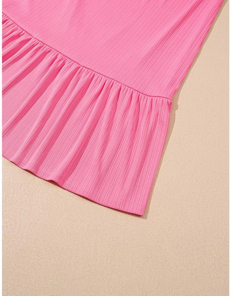 Bonbon Textured Ruffle Trim Crop Vest Lace-up Long Skirt Set