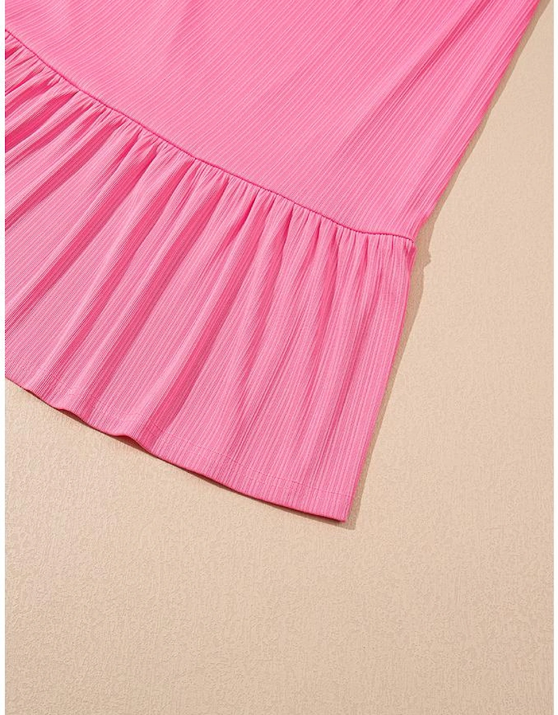 Bonbon Textured Ruffle Trim Crop Vest Lace-up Long Skirt Set