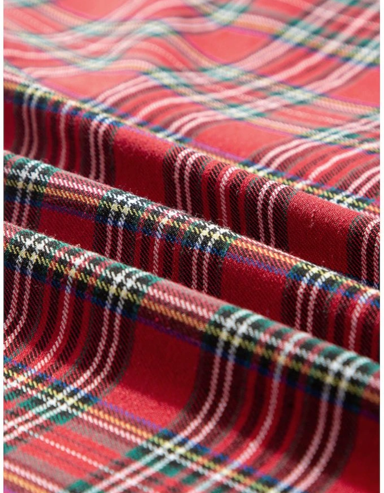 Red Plaid Printed Shirt and Pants Plus Size Lounge Set