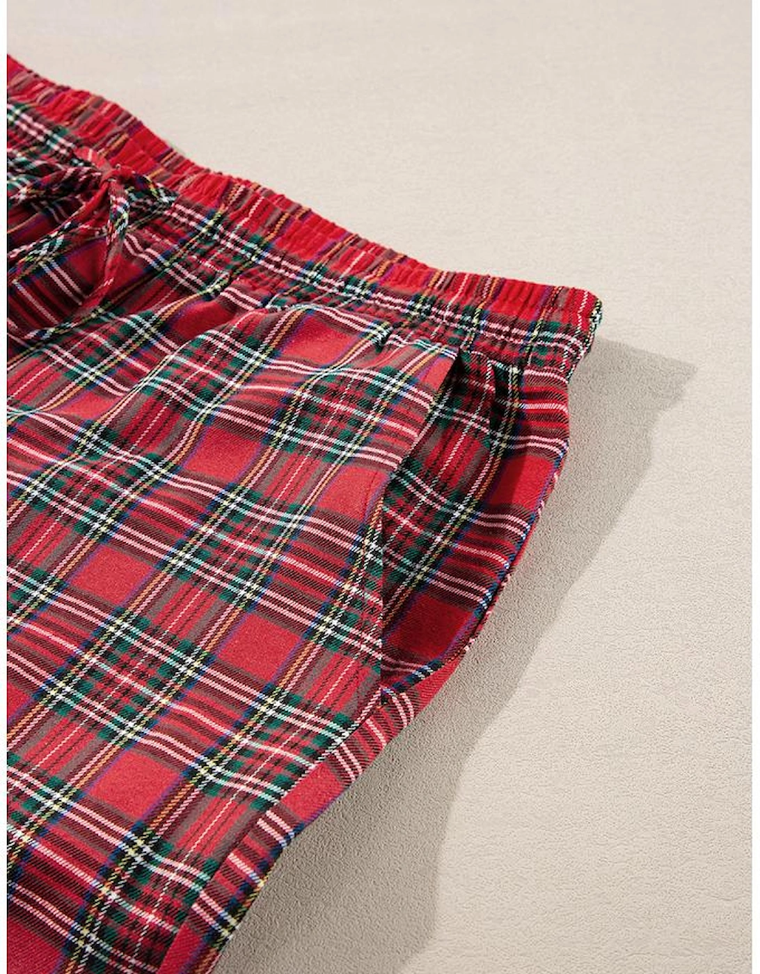 Red Plaid Printed Shirt and Pants Plus Size Lounge Set