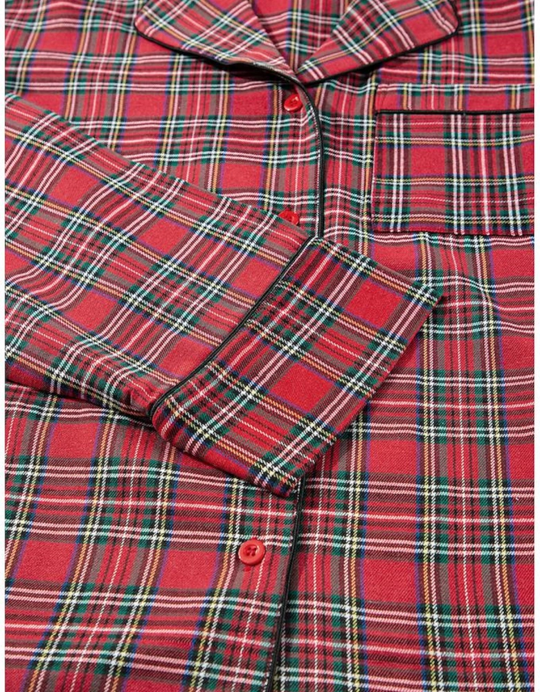 Red Plaid Printed Shirt and Pants Plus Size Lounge Set