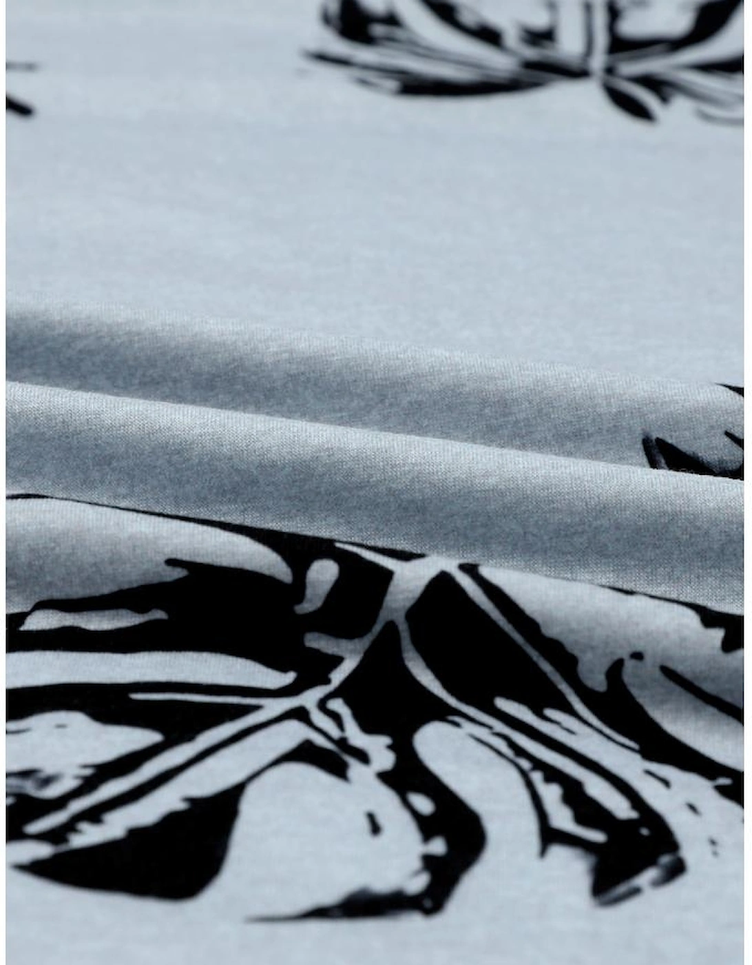 Gray Crew Neck Tropical Plants Print T-shirt