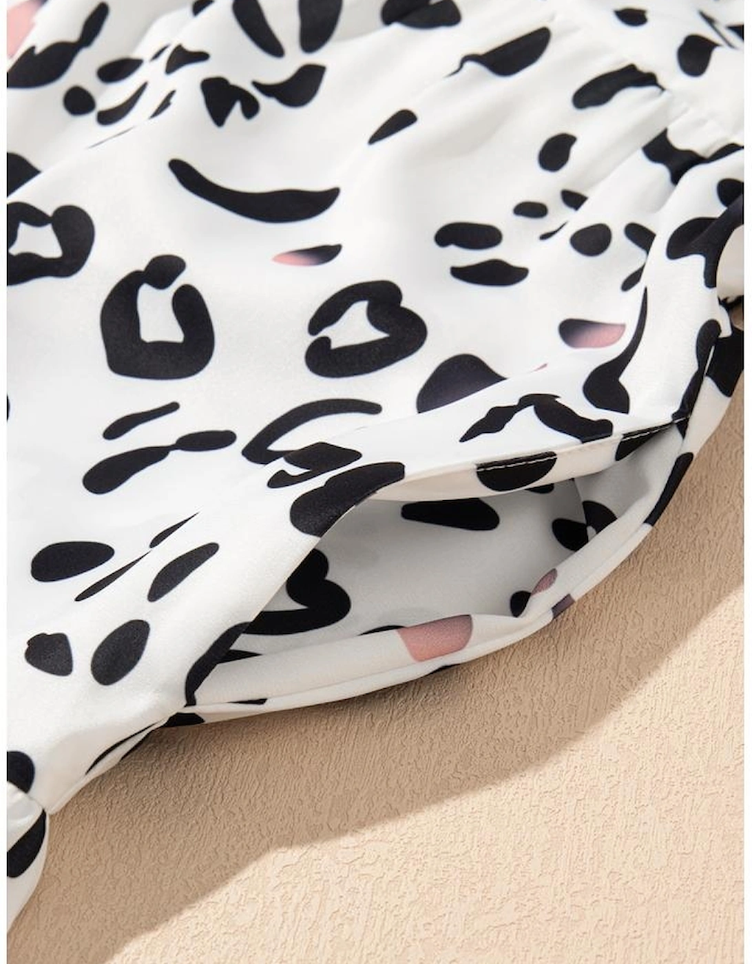 White Leopard Print Notch V Neck Loose Fit Maxi Dress