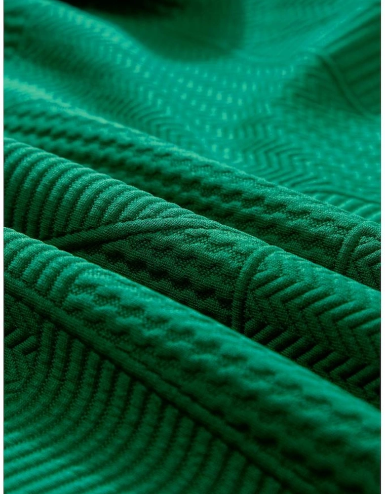 Dark Green Textured Ruffle Split Top and Drawstring Shorts