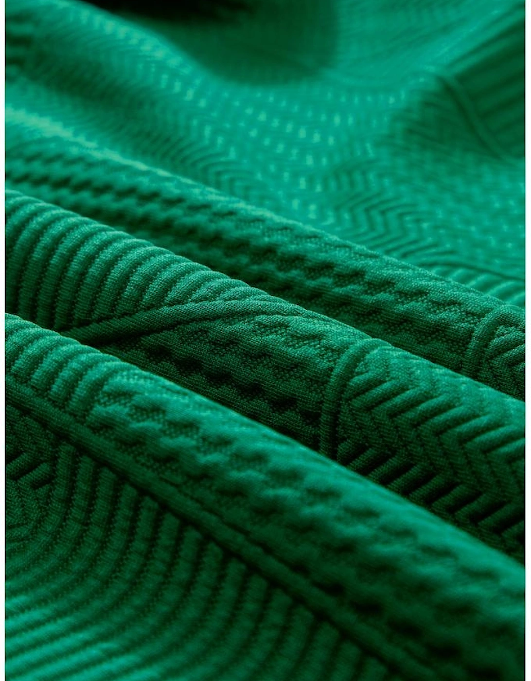 Dark Green Textured Ruffle Split Top and Drawstring Shorts