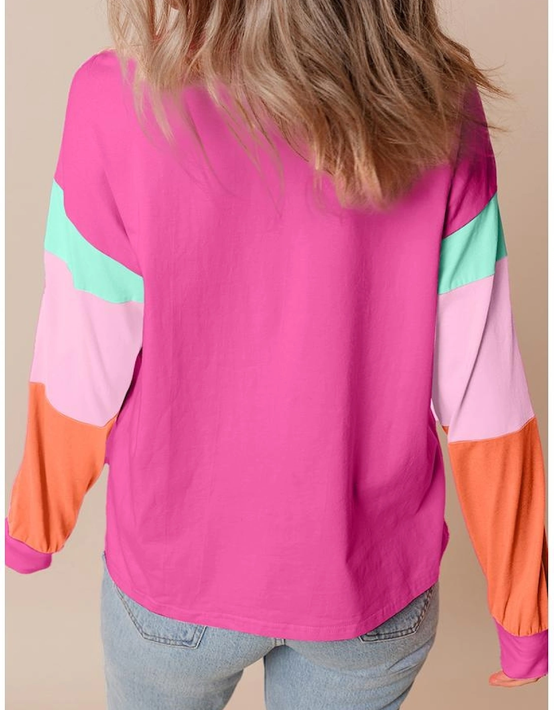 Rose Red Nutcracker Merry Christmas Graphic Colorblock Long Sleeve Tee