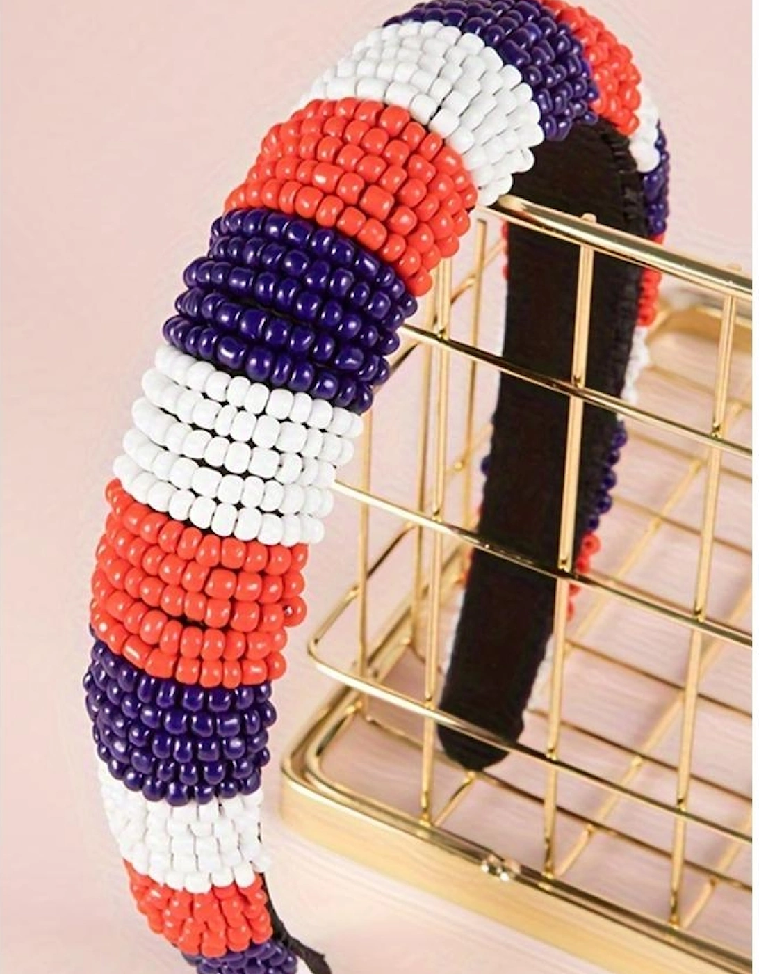 Dark Blue Flag Day Beaded Wide Headband