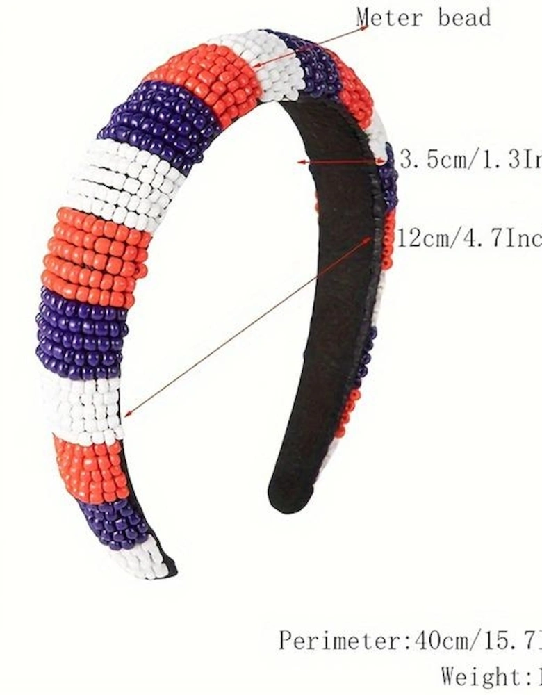 Dark Blue Flag Day Beaded Wide Headband