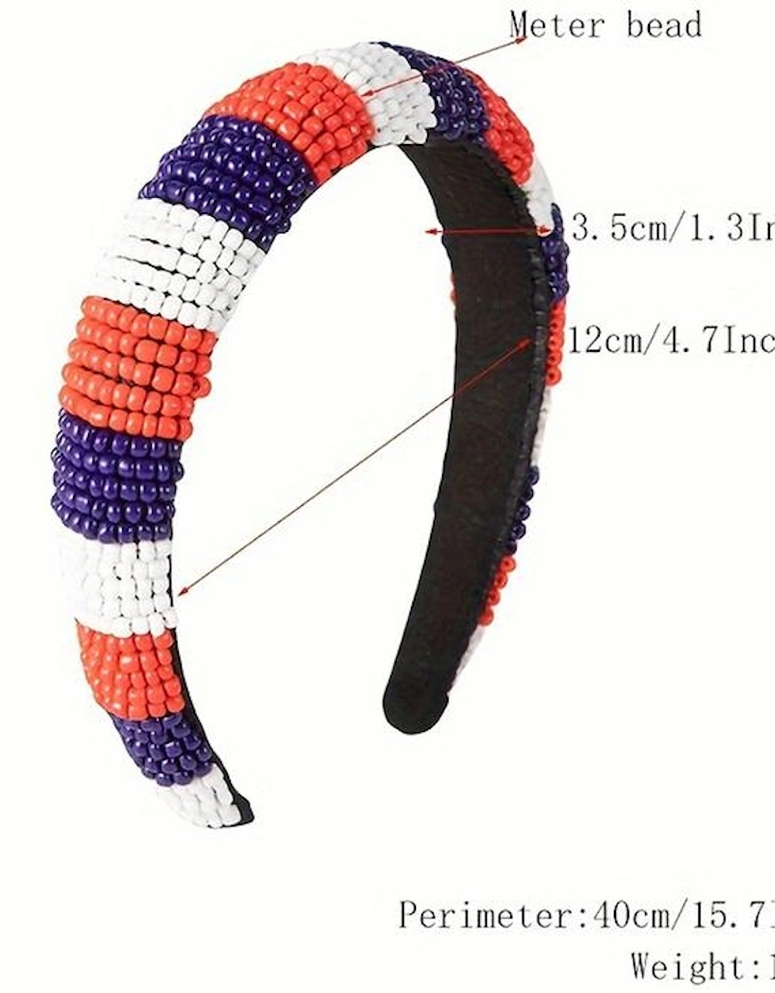 Dark Blue Flag Day Beaded Wide Headband