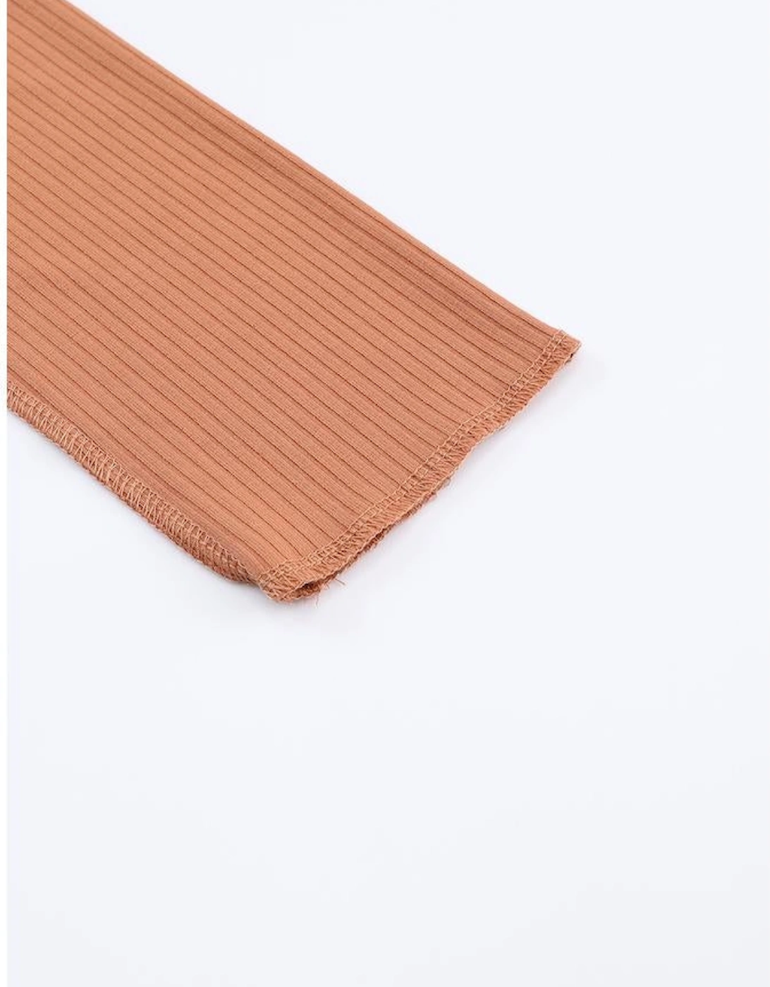 Brown Expose Seam Color Block Ribbed Knit Top