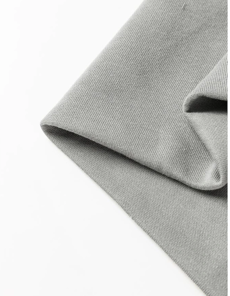 Medium Grey Sequin Happy Halloween Graphic Notched Neck Long Sleeve Loose Top