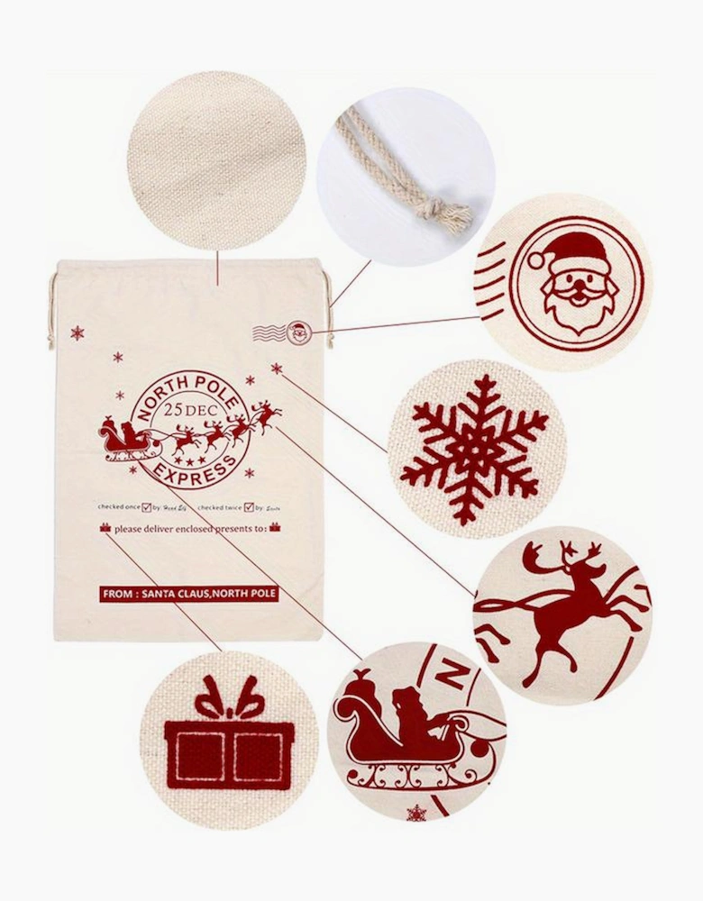 Azura Exchange White Christmas Santa Claus Elk Letter Print Drawstring Gift Sack Bag