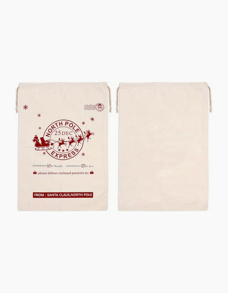 Azura Exchange White Christmas Santa Claus Elk Letter Print Drawstring Gift Sack Bag