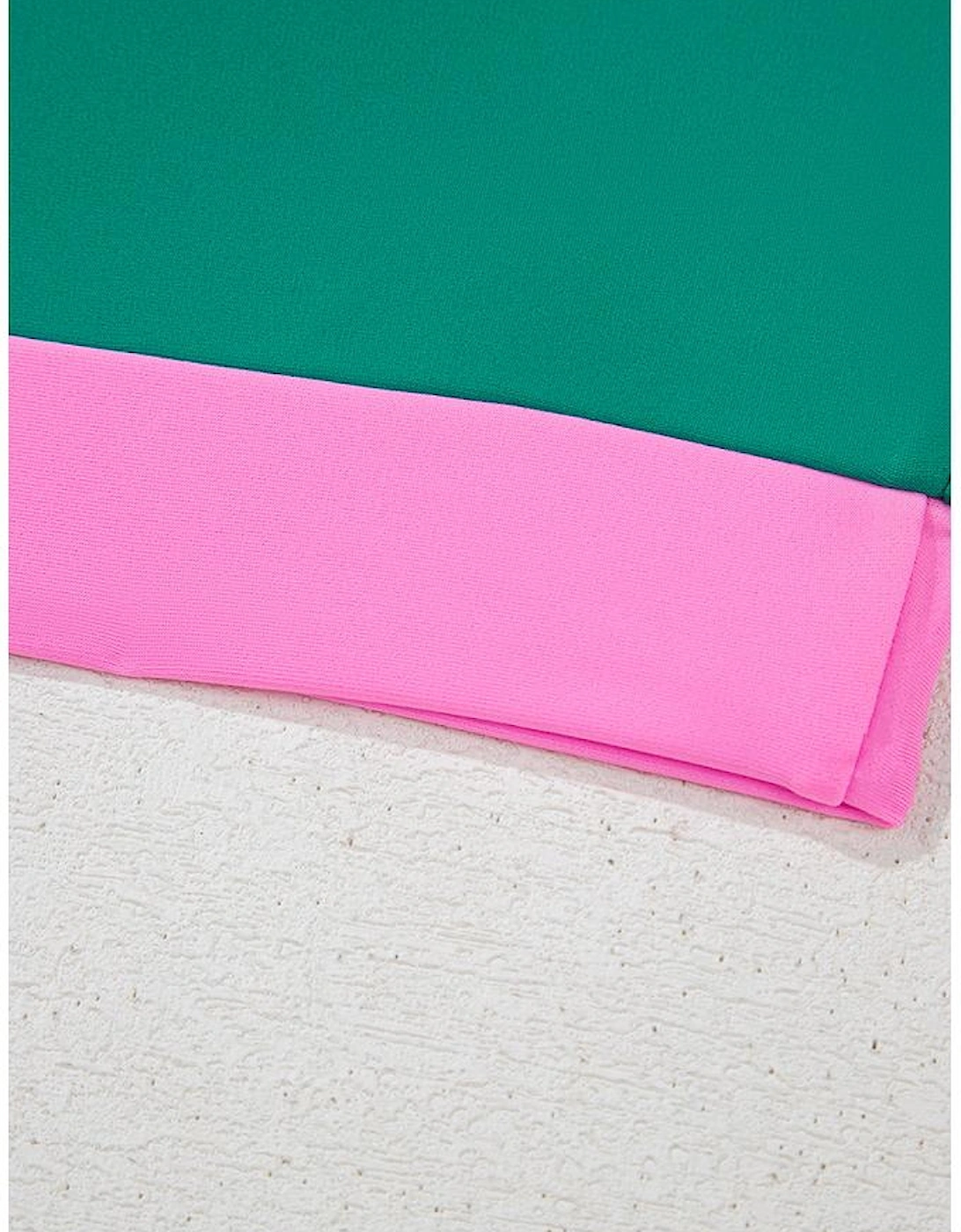 Sea Green Contrast Trim Colorblock Patchwork High Waisted Bikini