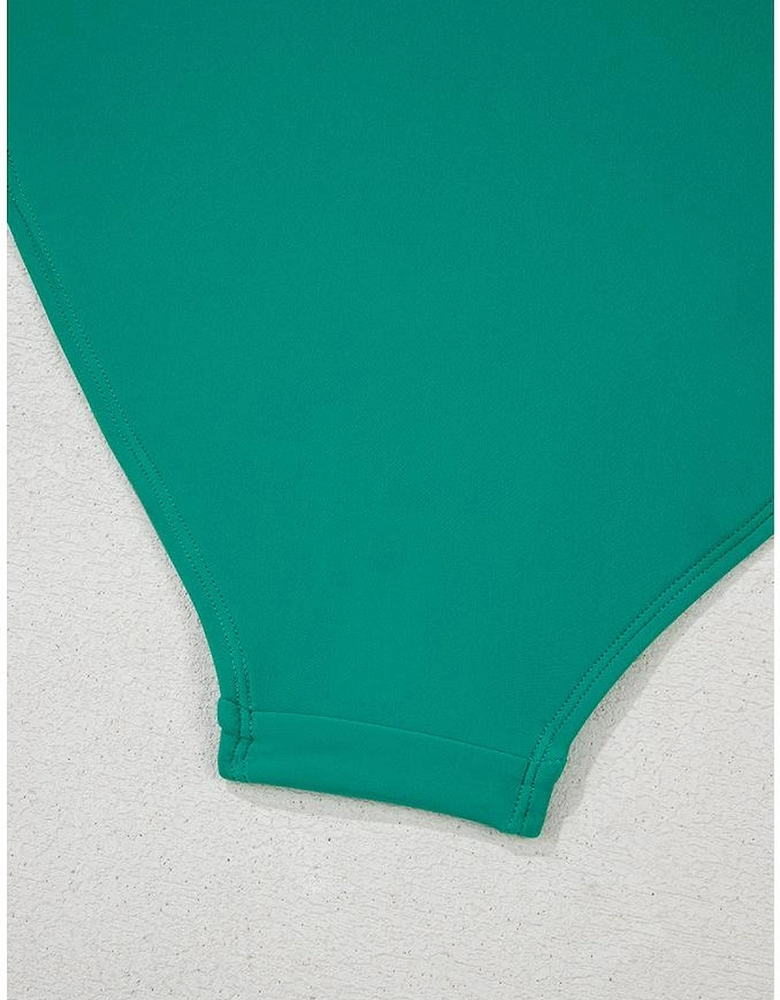 Sea Green Contrast Trim Colorblock Patchwork High Waisted Bikini