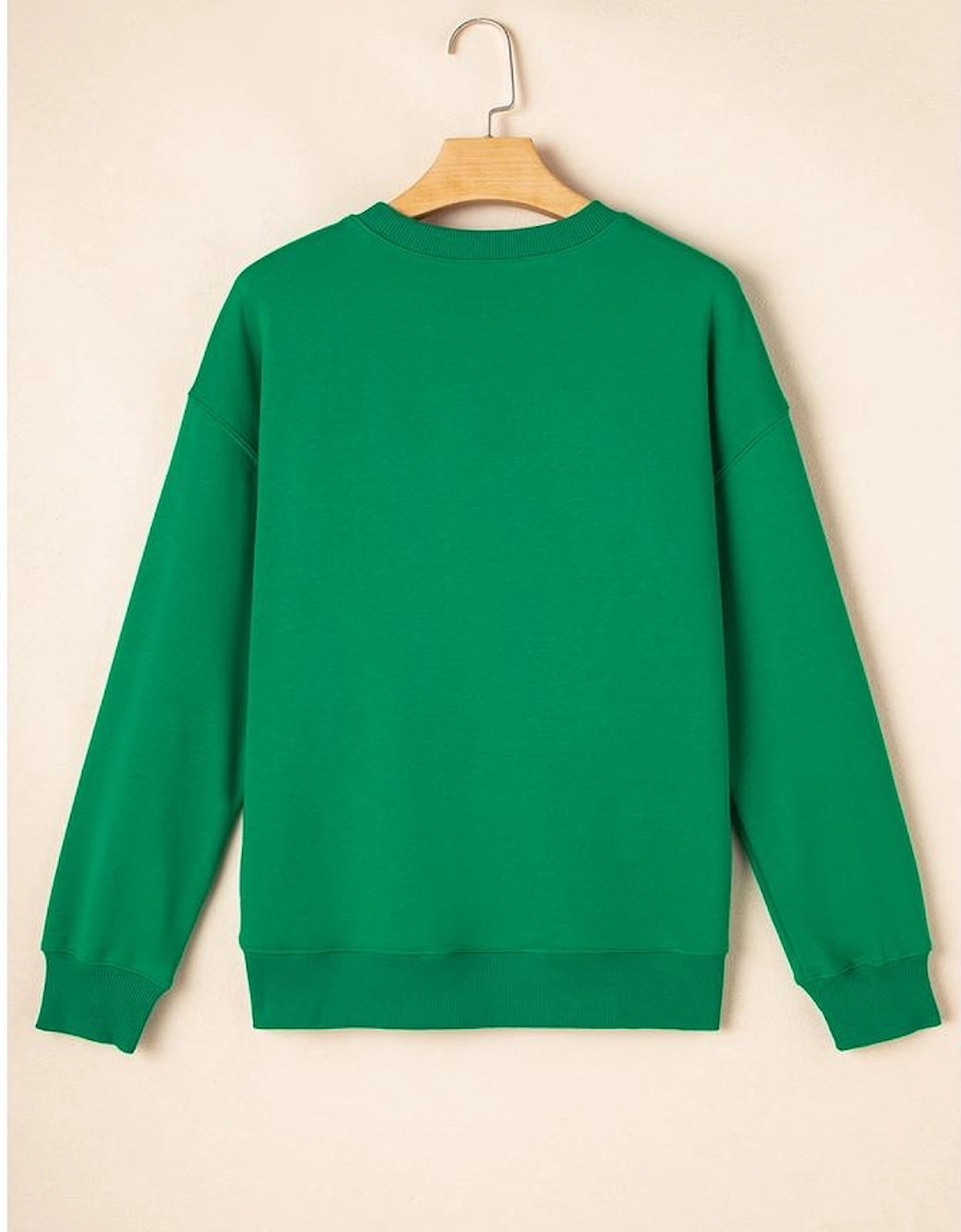 Dark Green Solid Classic Crewneck Pullover Sweatshirt