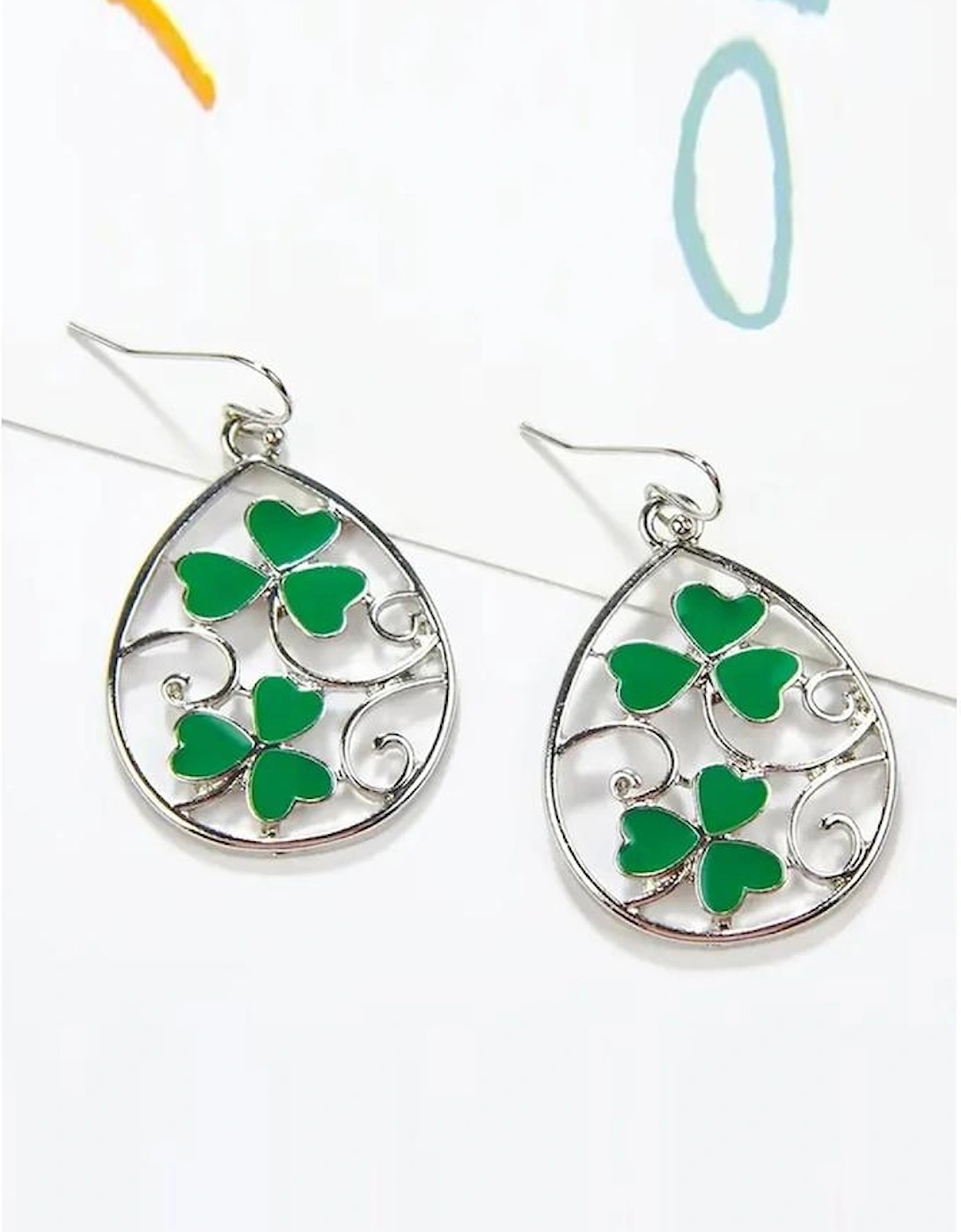 Silvery St. Patrick Clover Hollow Out Drop Earrings