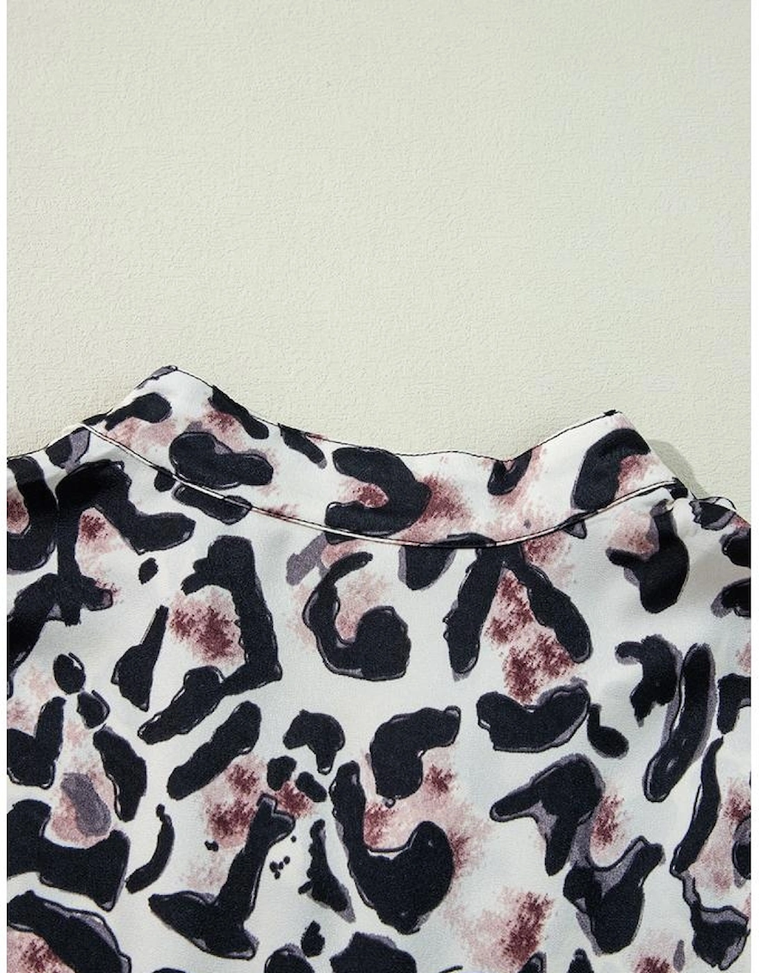 Black Leopard Print Buttoned Front 3/4 Sleeve Tiered Ruffled Hem Dress