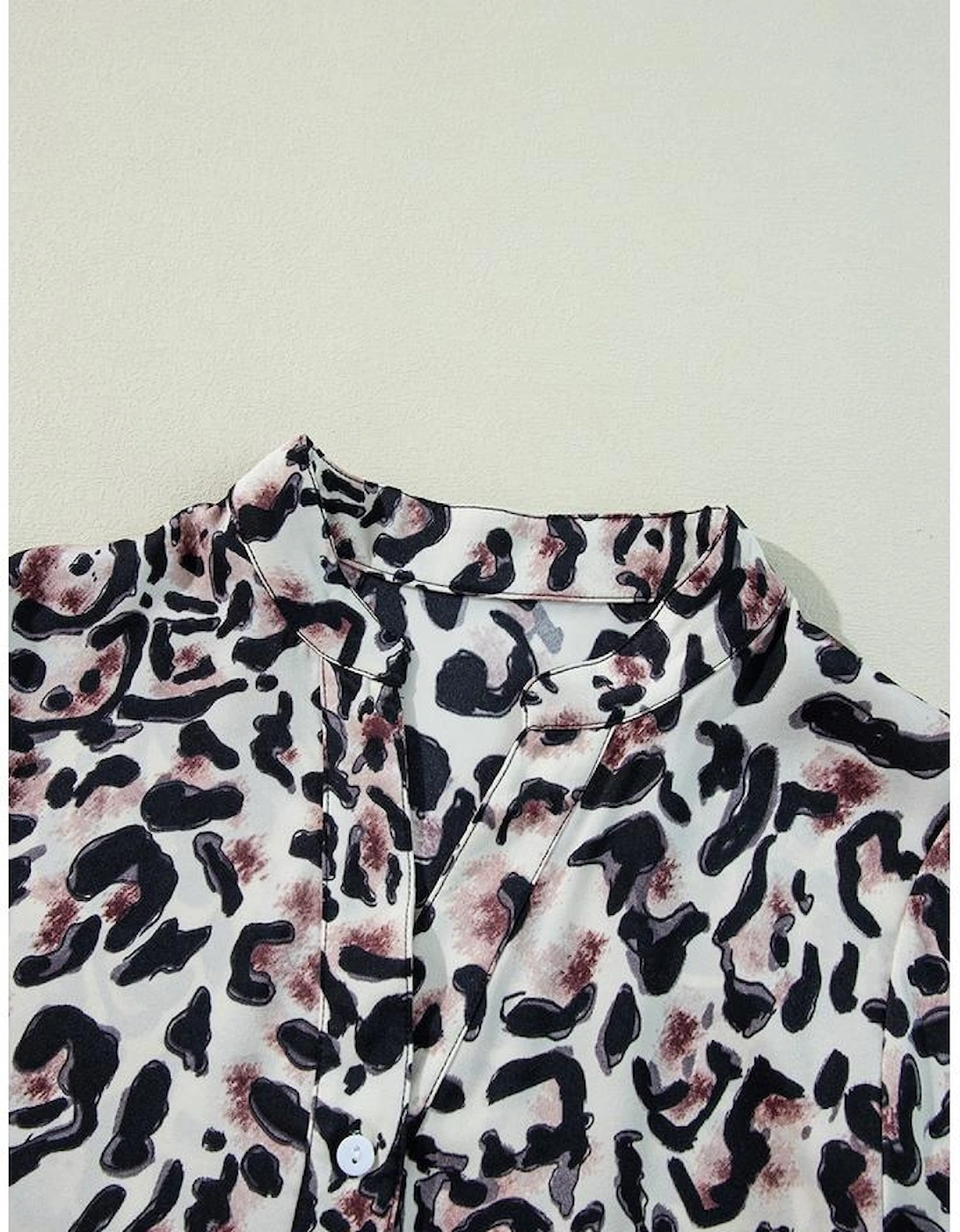 Black Leopard Print Buttoned Front 3/4 Sleeve Tiered Ruffled Hem Dress