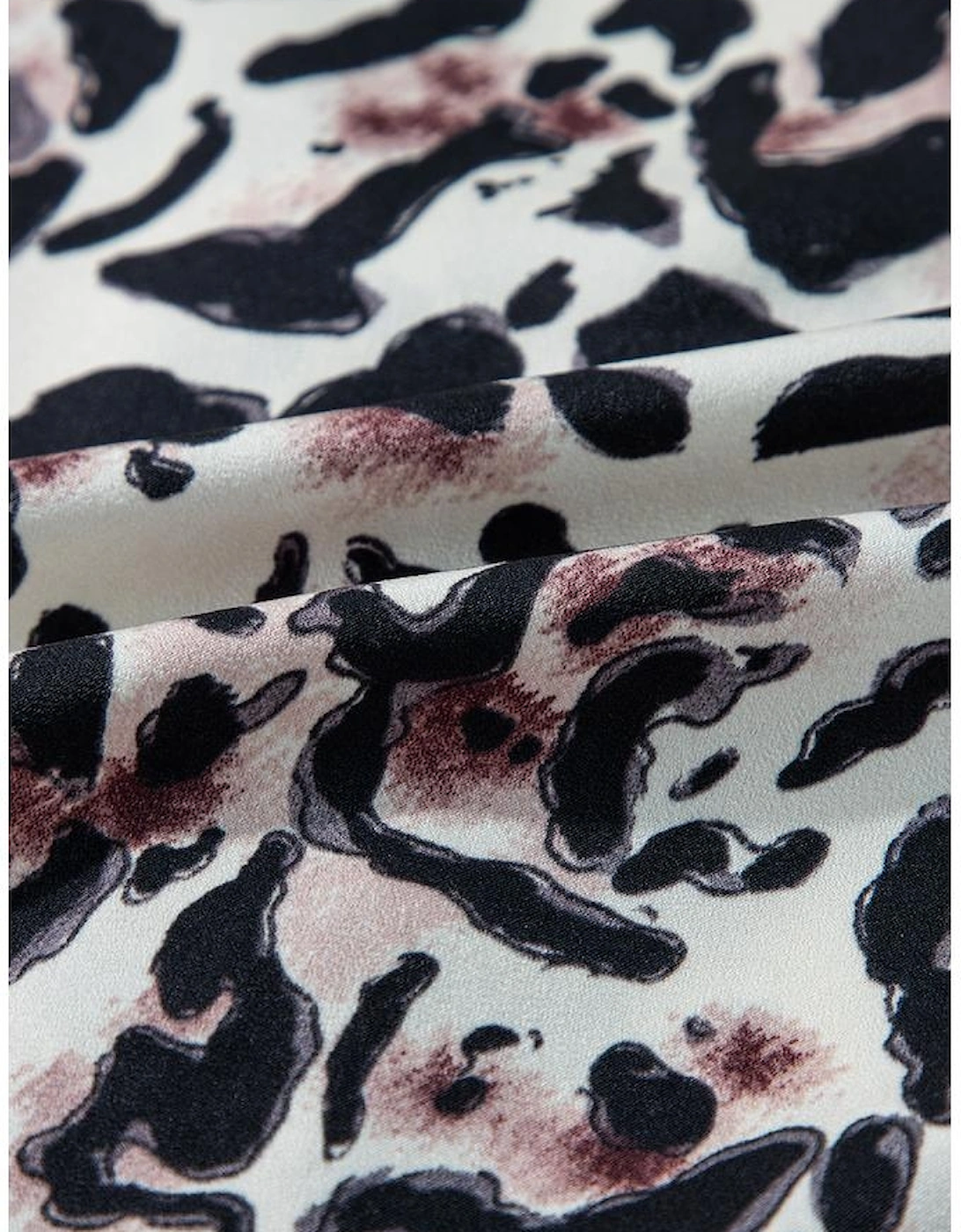 Black Leopard Print Buttoned Front 3/4 Sleeve Tiered Ruffled Hem Dress