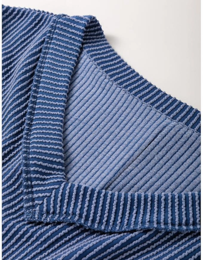 Sail Blue Ribbed V Neck Tee and Pants Plus Size Set