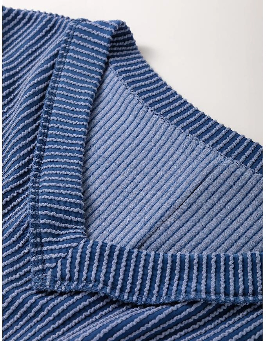 Sail Blue Ribbed V Neck Tee and Pants Plus Size Set, 16 of 15