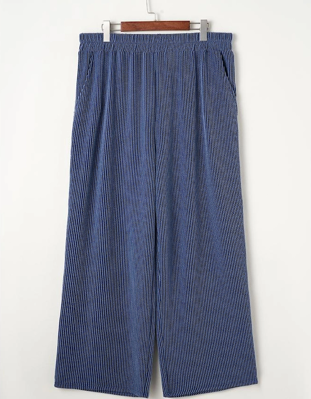 Sail Blue Ribbed V Neck Tee and Pants Plus Size Set