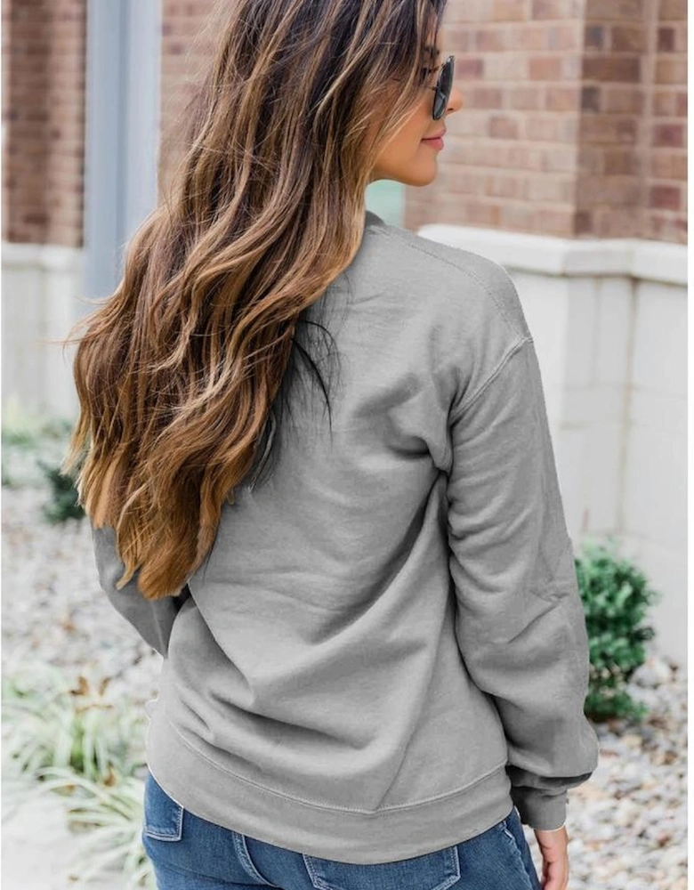 Gray Solid Classic Crewneck Pullover Sweatshirt