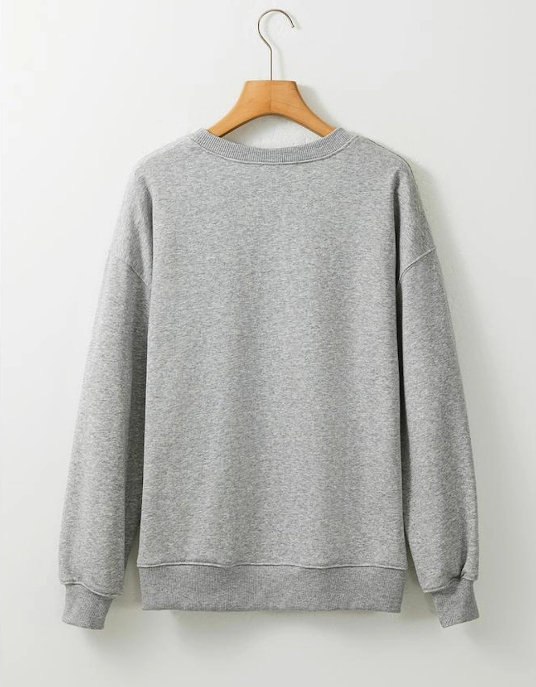 Gray Spooky Halloween Ghost Sequin Patched Sweatshirt