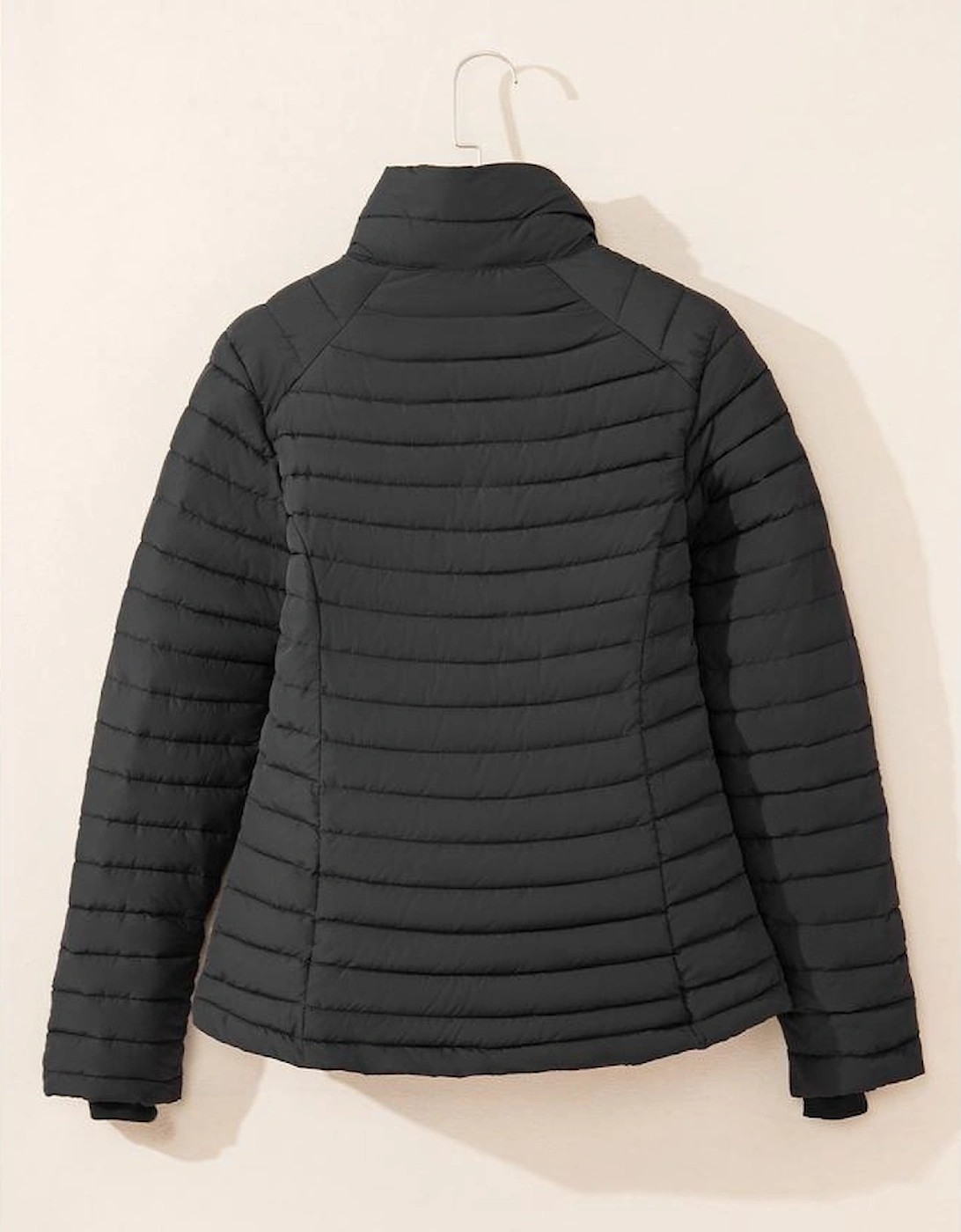 Black Solid Color Quilted Zip-up Puffer Jacket