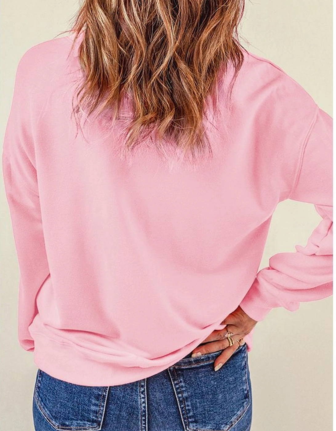 Pink Floral Bunny Printed Crewneck Easter Fashion Sweatshirt