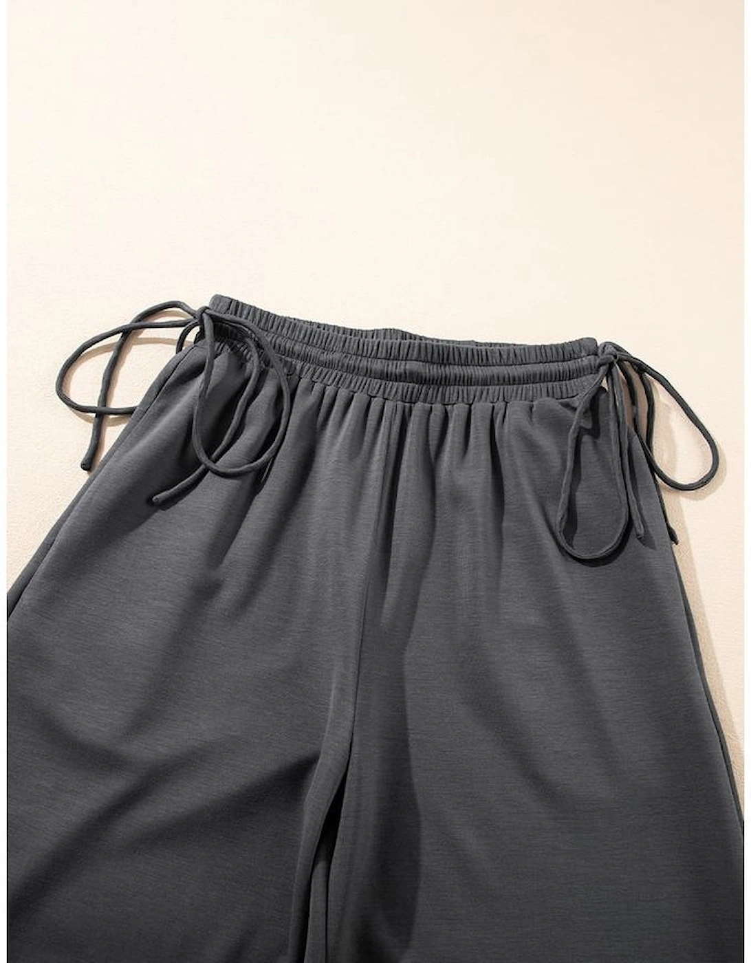 Dark Grey Drawstring Side Crewneck Tee and Loose Pants Set, 13 of 12