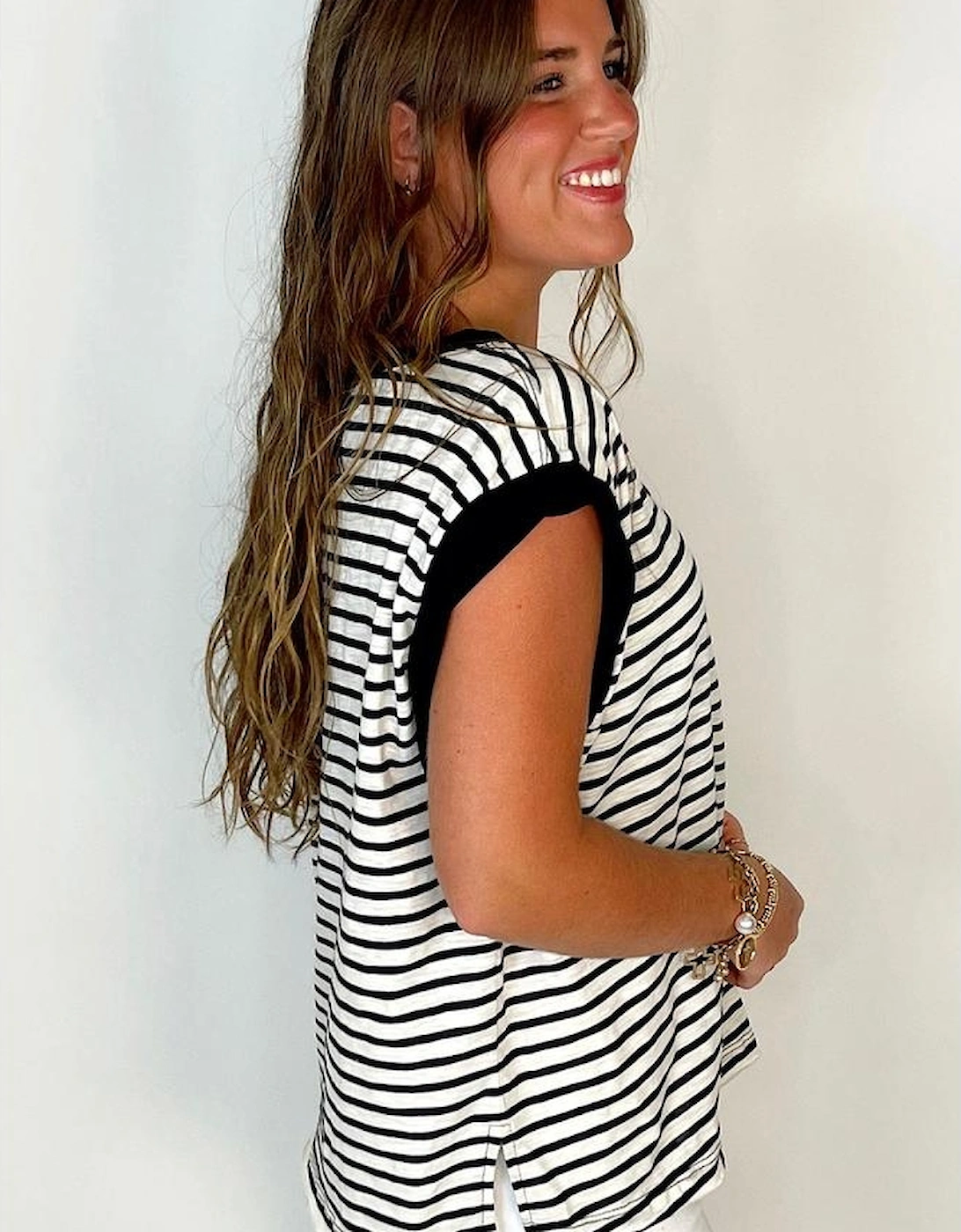 Black Stripe Chest Pocket Patch Round Neck Tank Top, 16 of 15