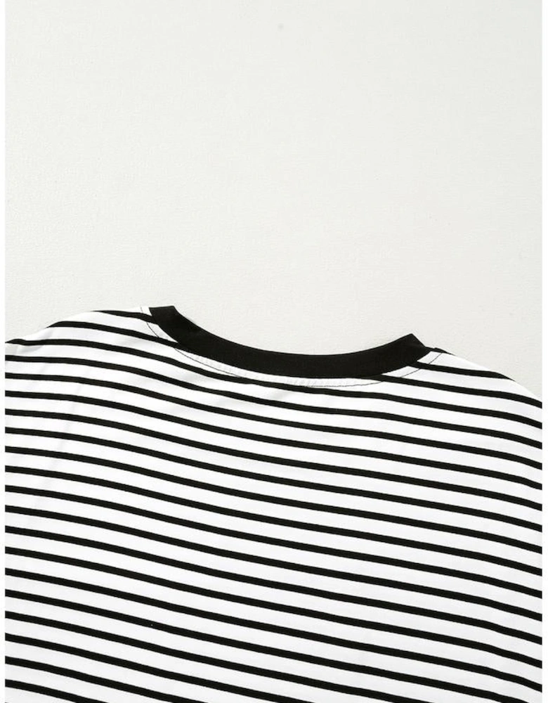 Black Stripe Chest Pocket Patch Round Neck Tank Top