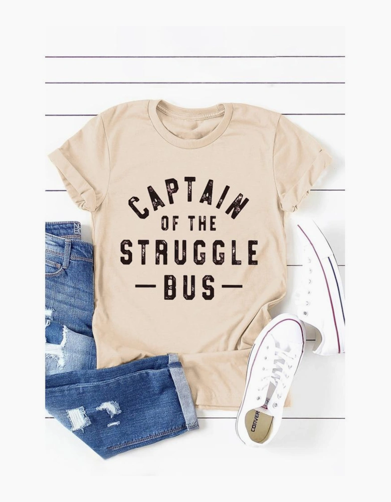 Khaki Captain of The Struggle Bus Graphic T-shirt