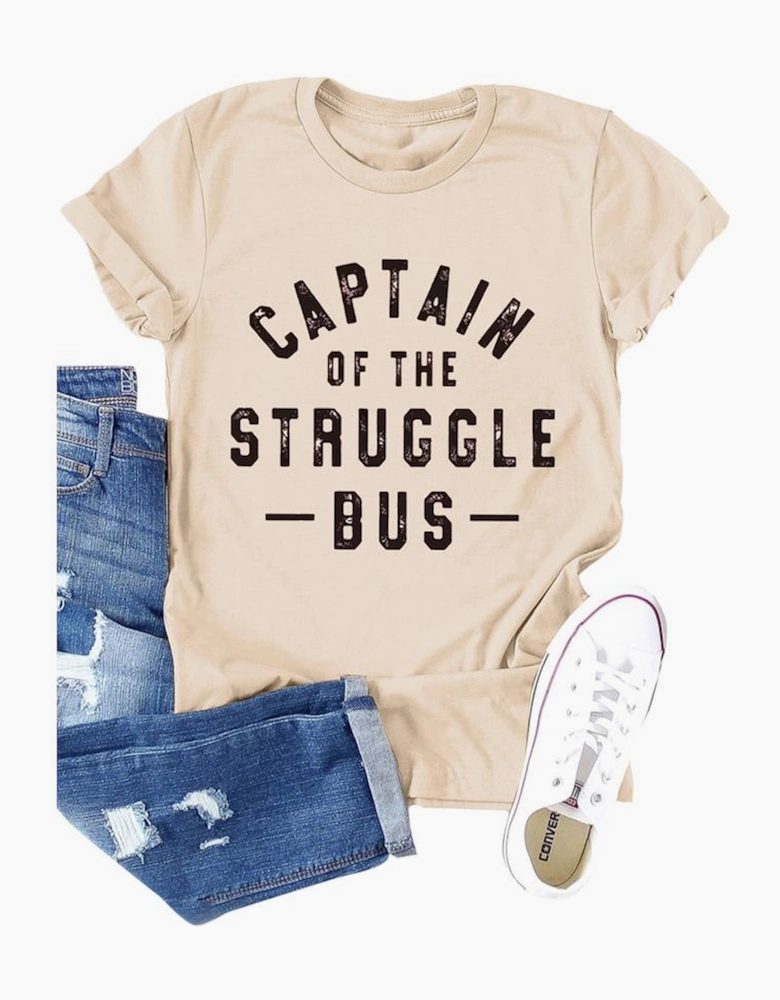Khaki Captain of The Struggle Bus Graphic T-shirt