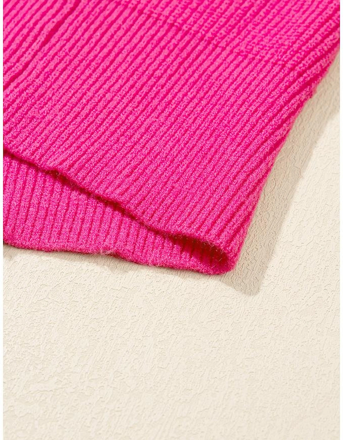 Rose Red Heart Shape Drop Shoulder Round Neck Sweater