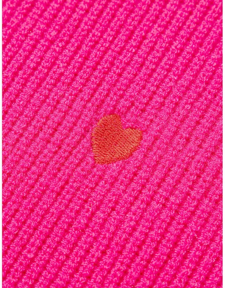 Rose Red Heart Shape Drop Shoulder Round Neck Sweater