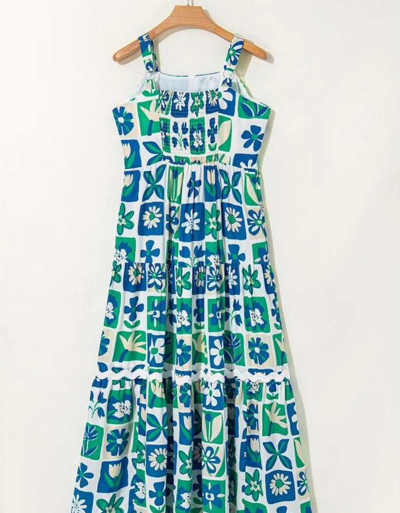 Multicolour Floral Maxi Sundress with Ricrac Trim