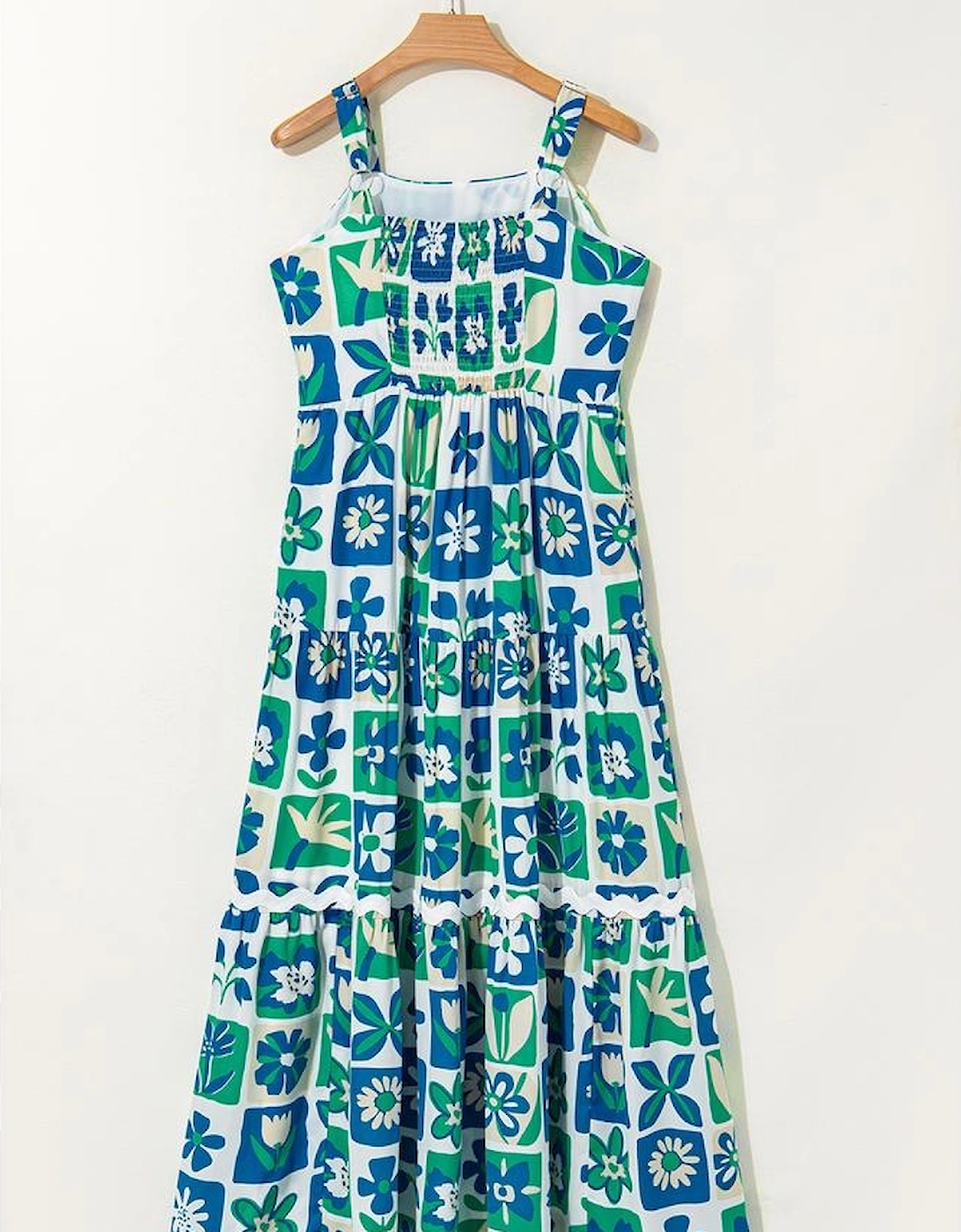 Multicolour Floral Maxi Sundress with Ricrac Trim