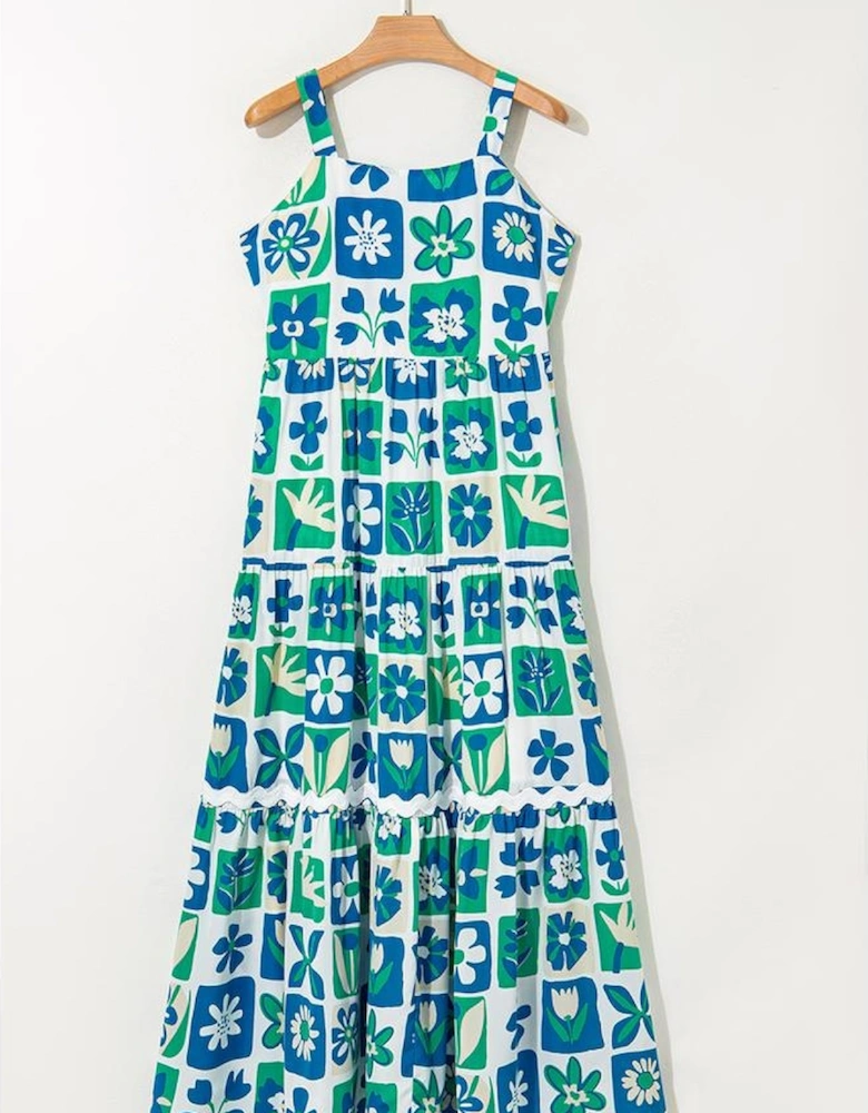 Multicolour Floral Maxi Sundress with Ricrac Trim