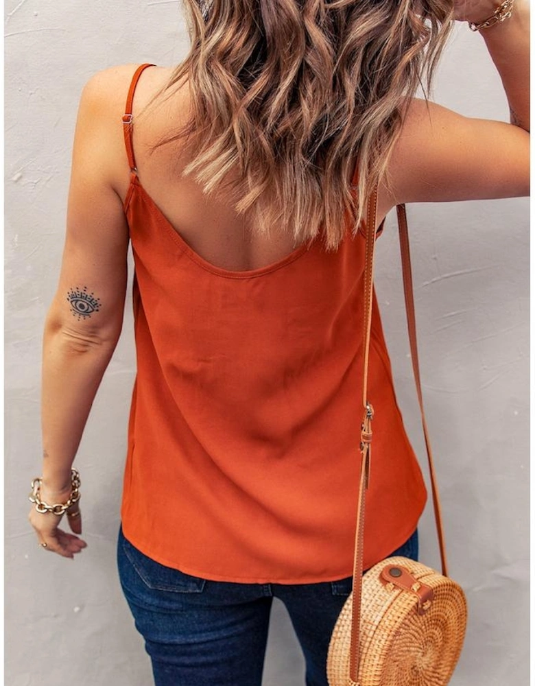 Azura Exchange Orange Spaghetti Strap Buttoned Tank Top