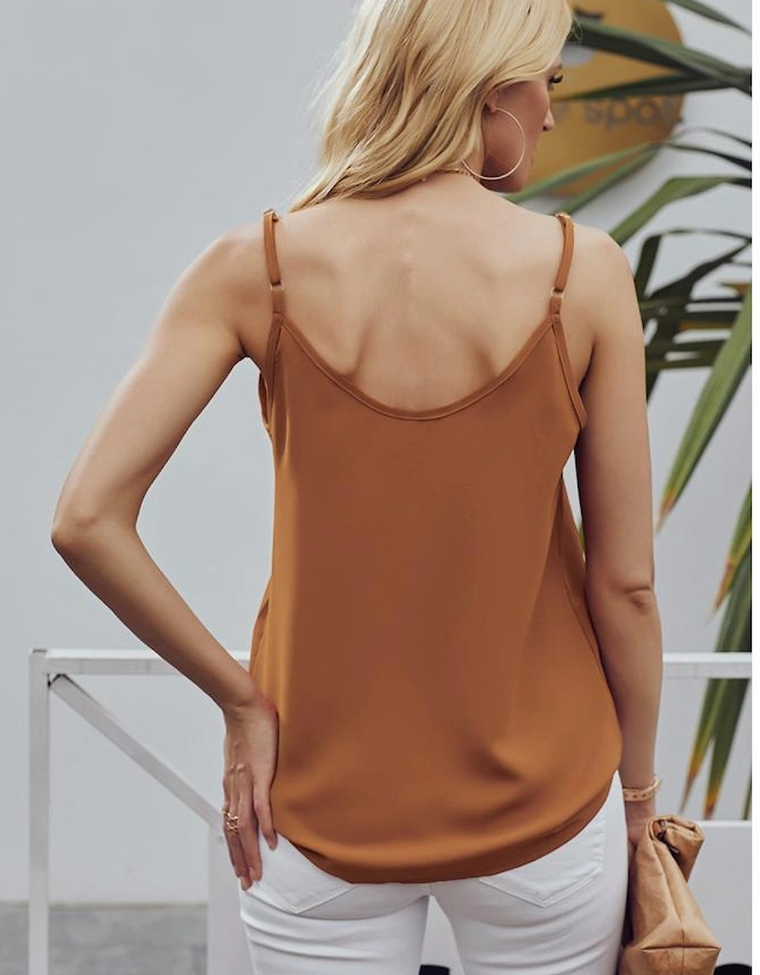 Azura Exchange Orange Spaghetti Strap Buttoned Tank Top