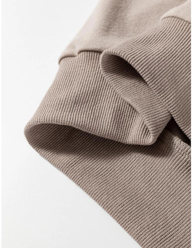 Goat Half Lantern Sleeve Solid Colour Pullover Top