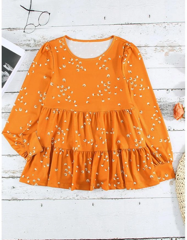 Azura Exchange Ruffle Tunic Top with Floral Print