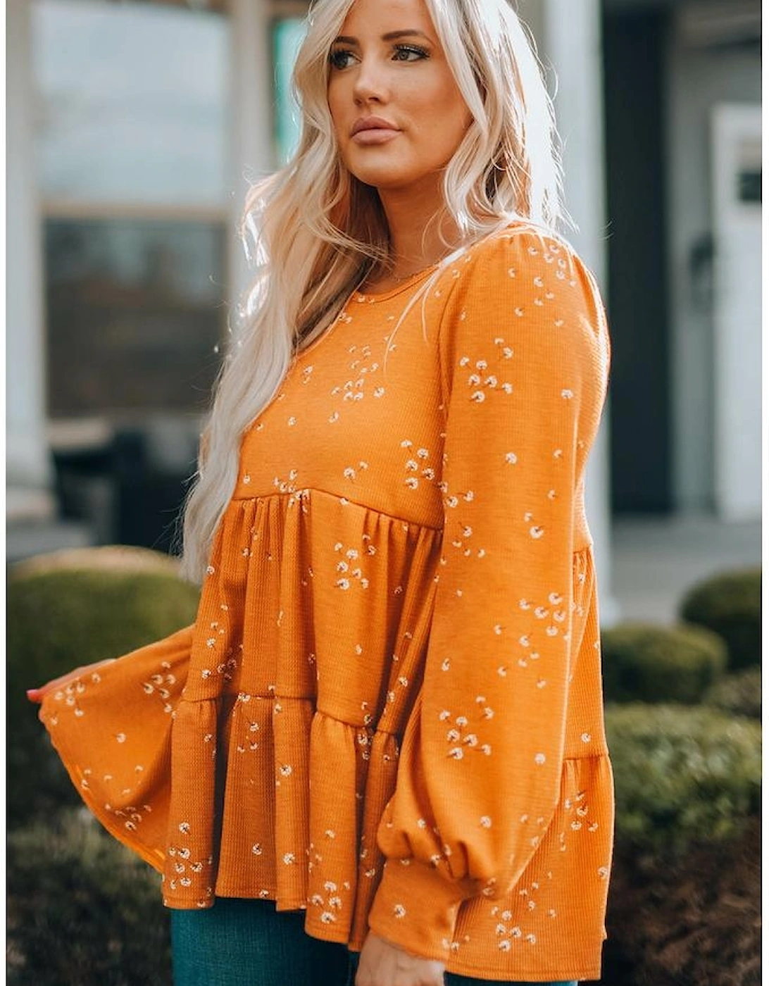 Azura Exchange Ruffle Tunic Top with Floral Print