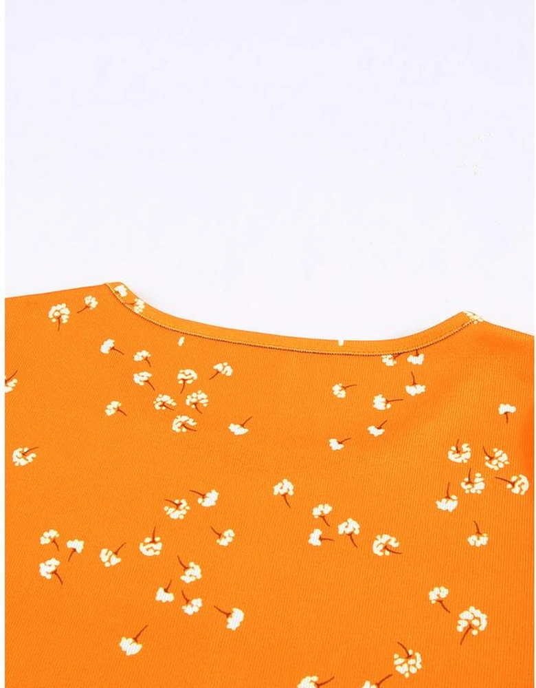 Azura Exchange Ruffle Tunic Top with Floral Print