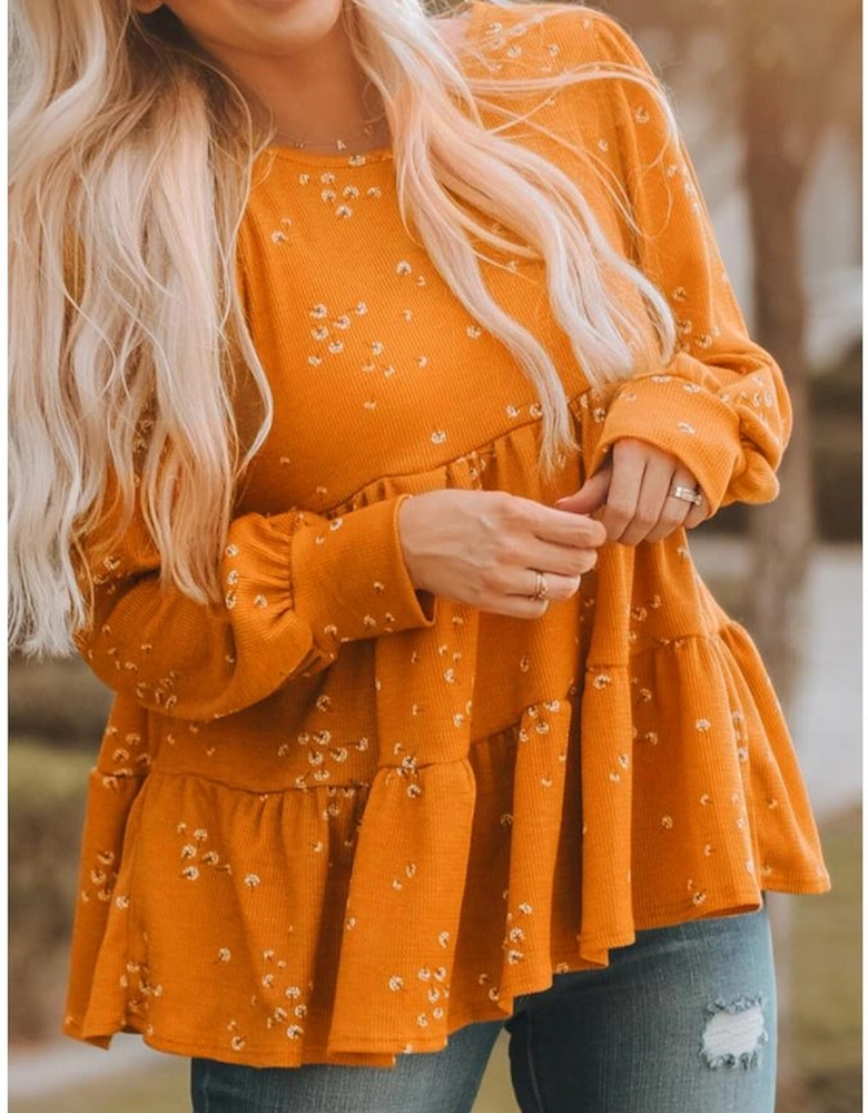 Azura Exchange Ruffle Tunic Top with Floral Print