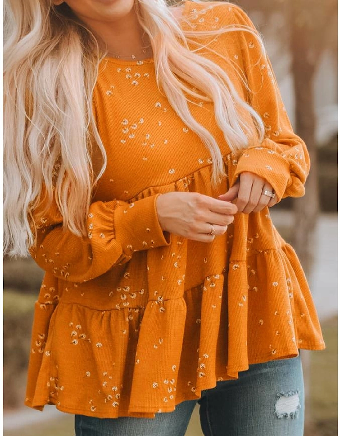 Azura Exchange Ruffle Tunic Top with Floral Print