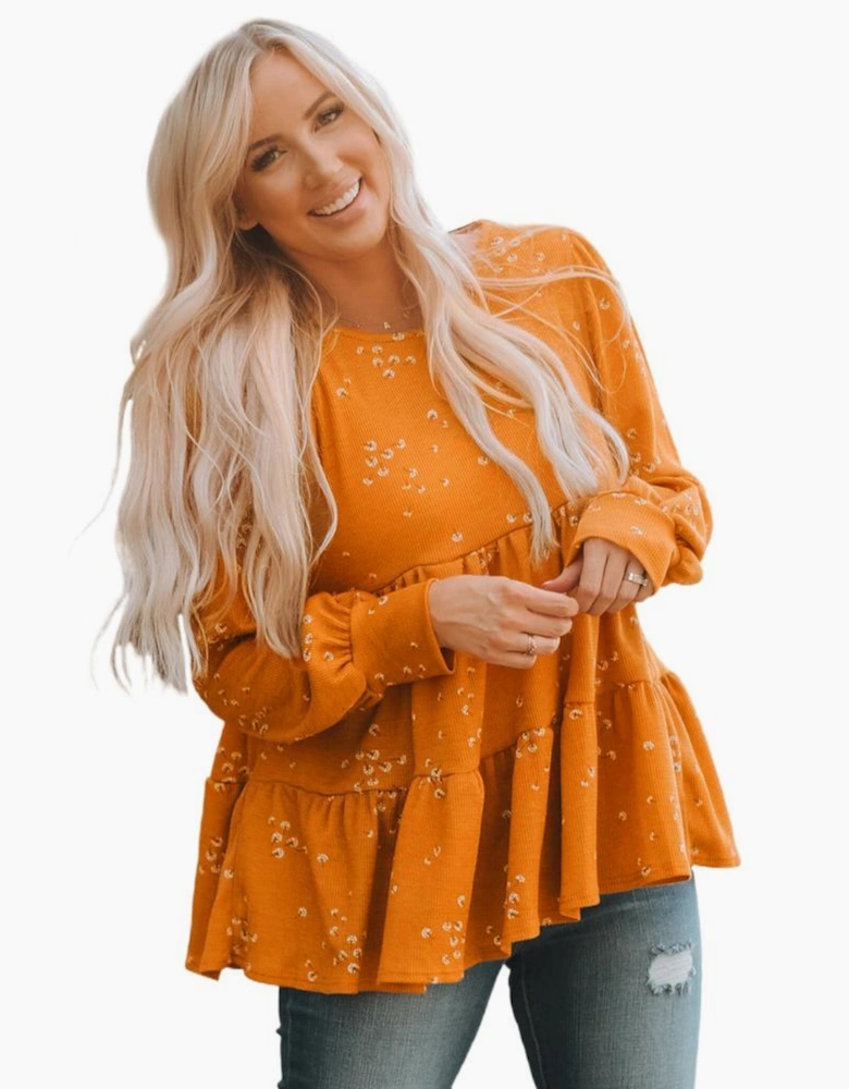 Azura Exchange Ruffle Tunic Top with Floral Print